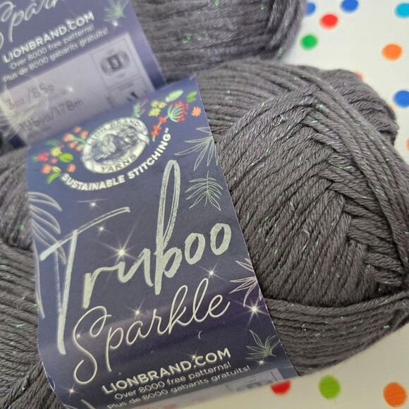 LION BRAND YARN TRIBOO SPARKLE YARN 2 SKEINS Thunder - Picture 1 of 8